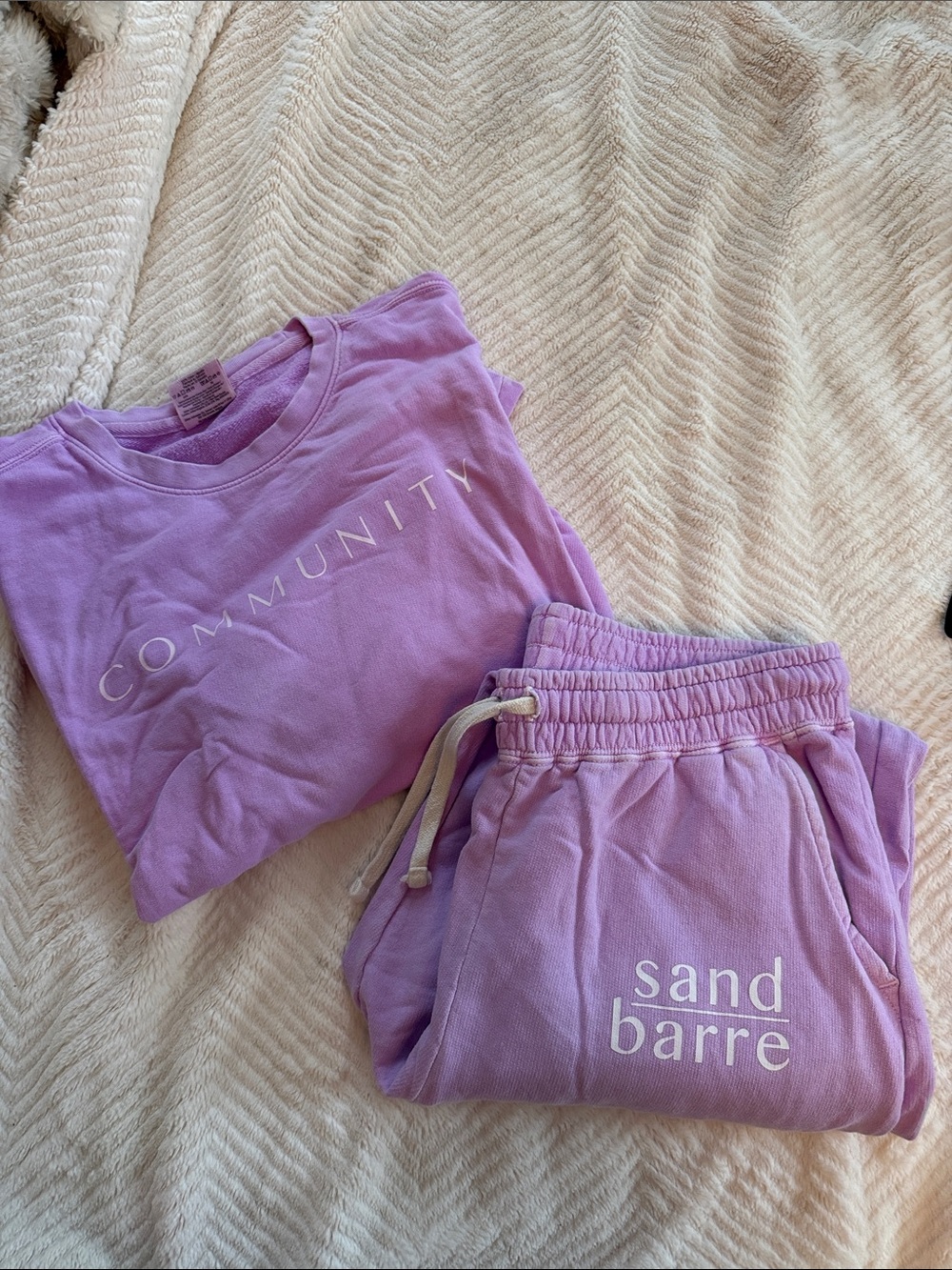Lavender 'Community' Sweatshirt & 'Sand Barre' Joggers Set
